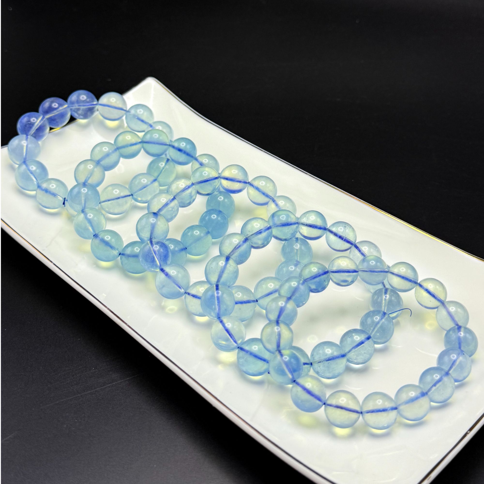 培育海蓝宝石高阶透体冰川蓝海蓝宝水晶手串  E149 多样性发其一