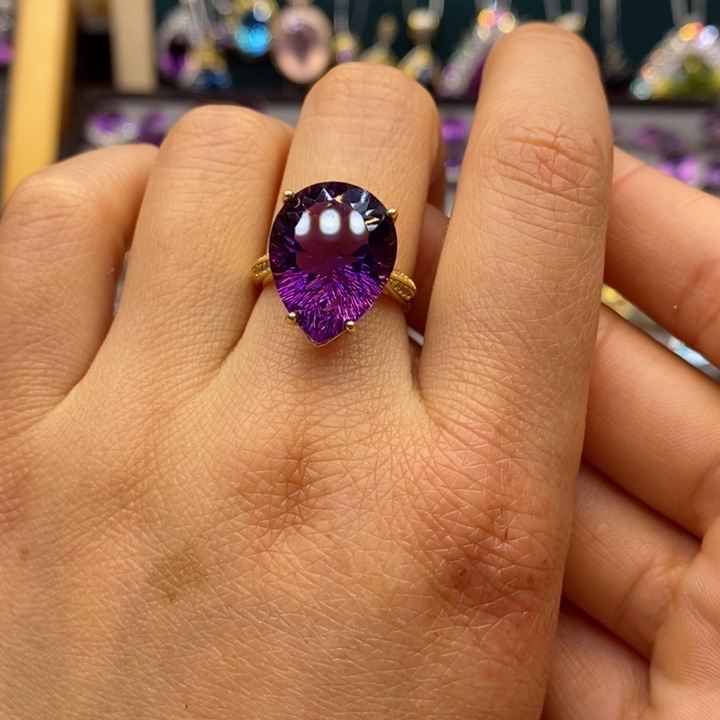 水晶戒指银S925镶嵌天然水晶戒指