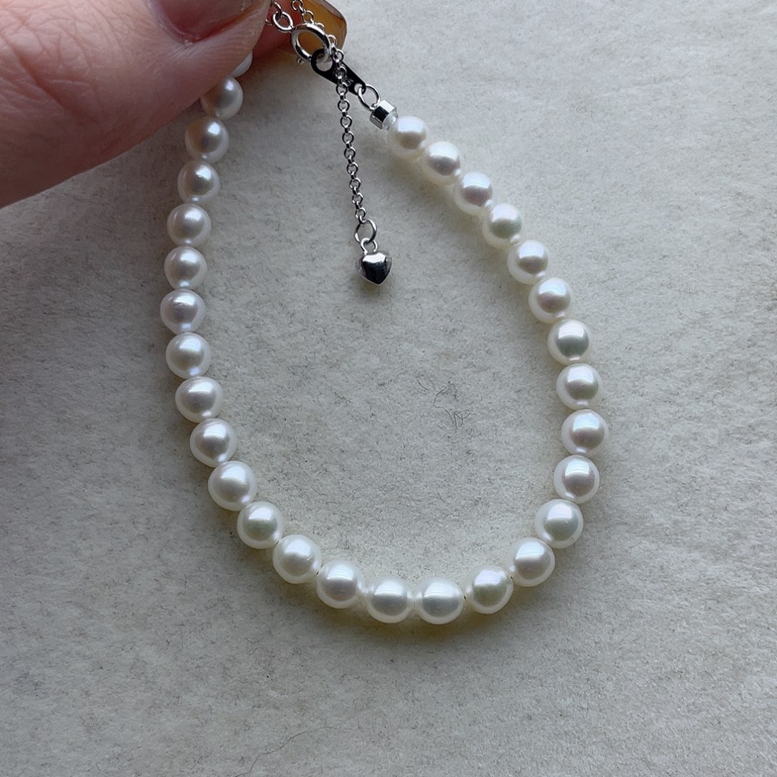 银S925镶嵌手链9淡水珍珠