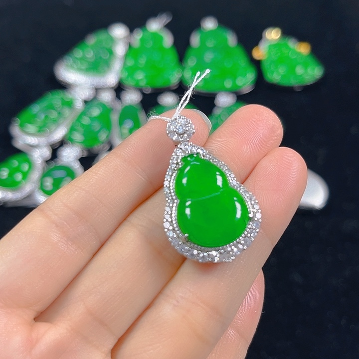 翡翠银S925镶嵌吊坠(不含链)