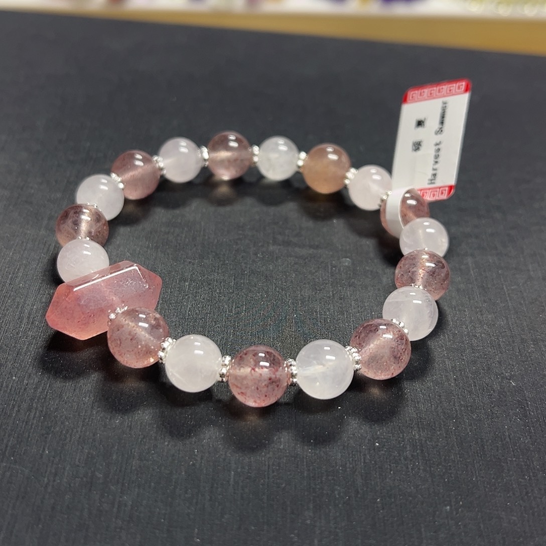 未镶嵌水晶手链草莓晶加粉水晶手串