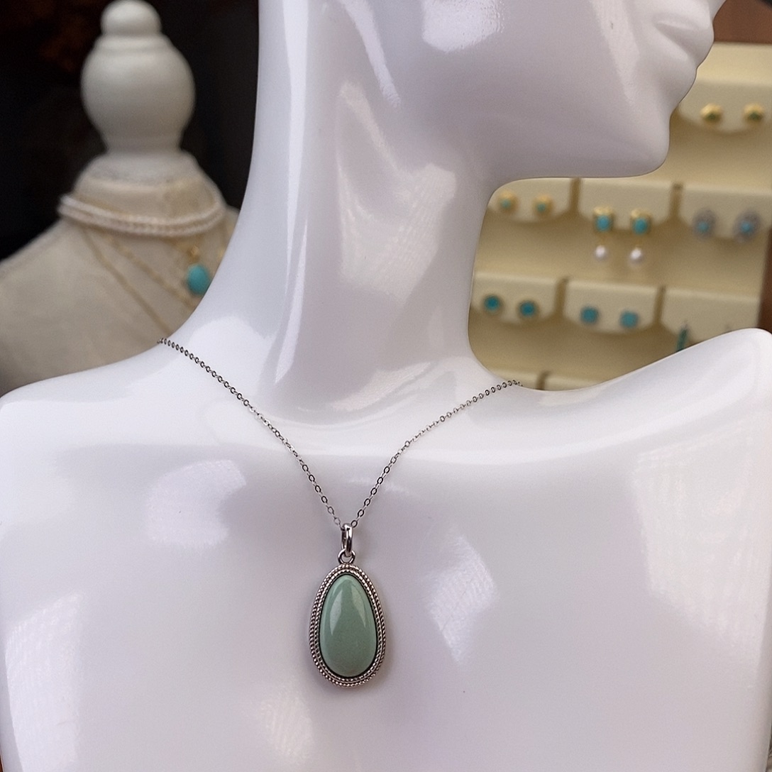 绿松石颈饰银S925镶嵌