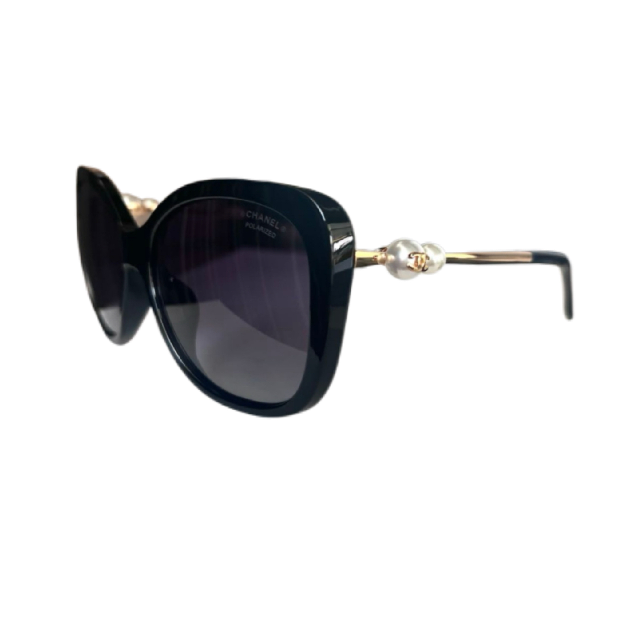 CHANEL珍珠镜腿方框金属太阳眼镜墨镜 dd