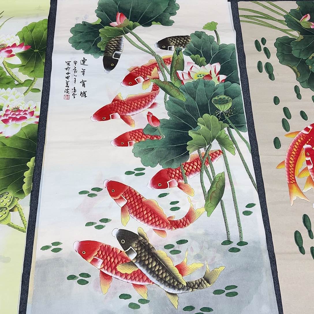 国画尺寸70X138手绘作品 