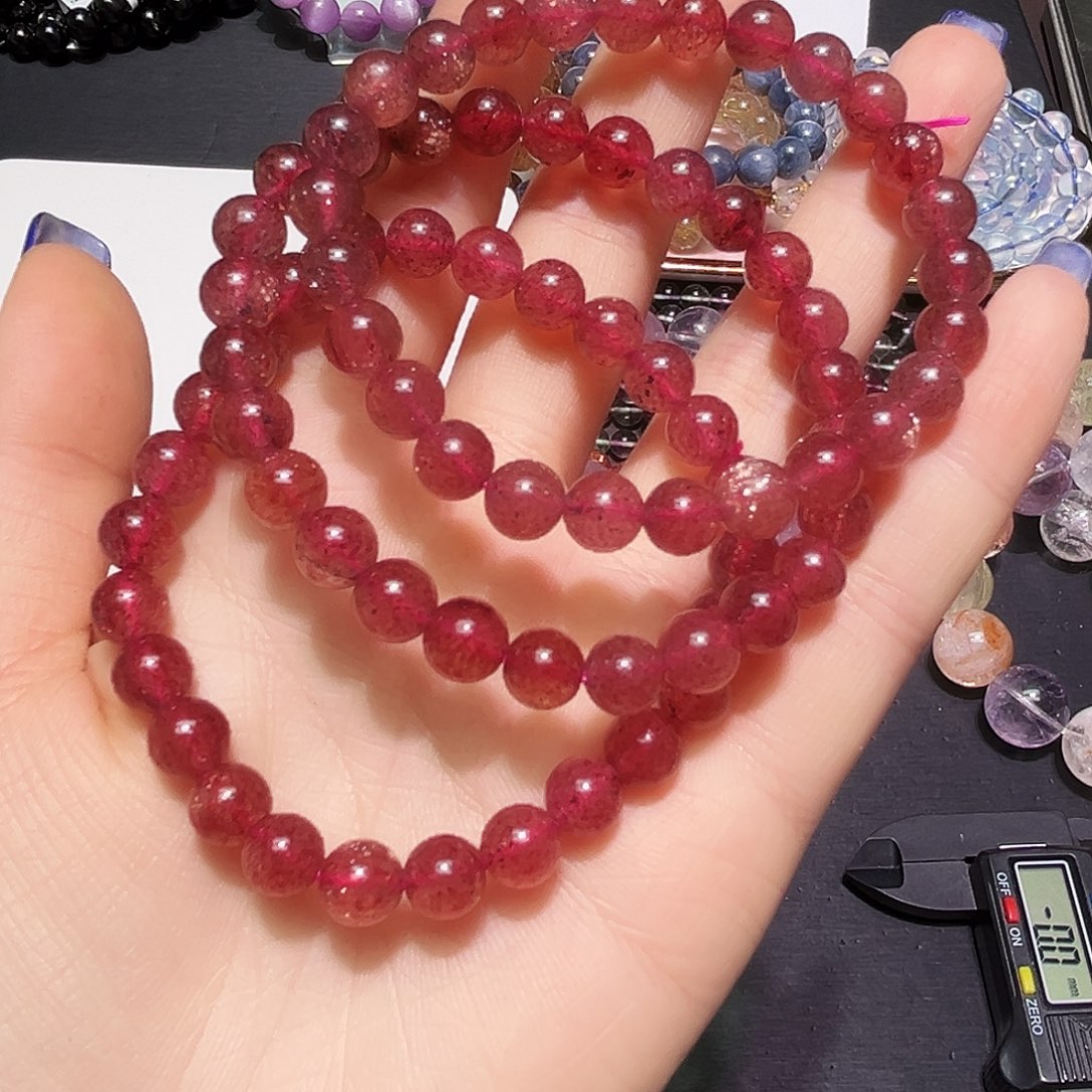 未镶嵌手链水晶草莓晶7毫米49号