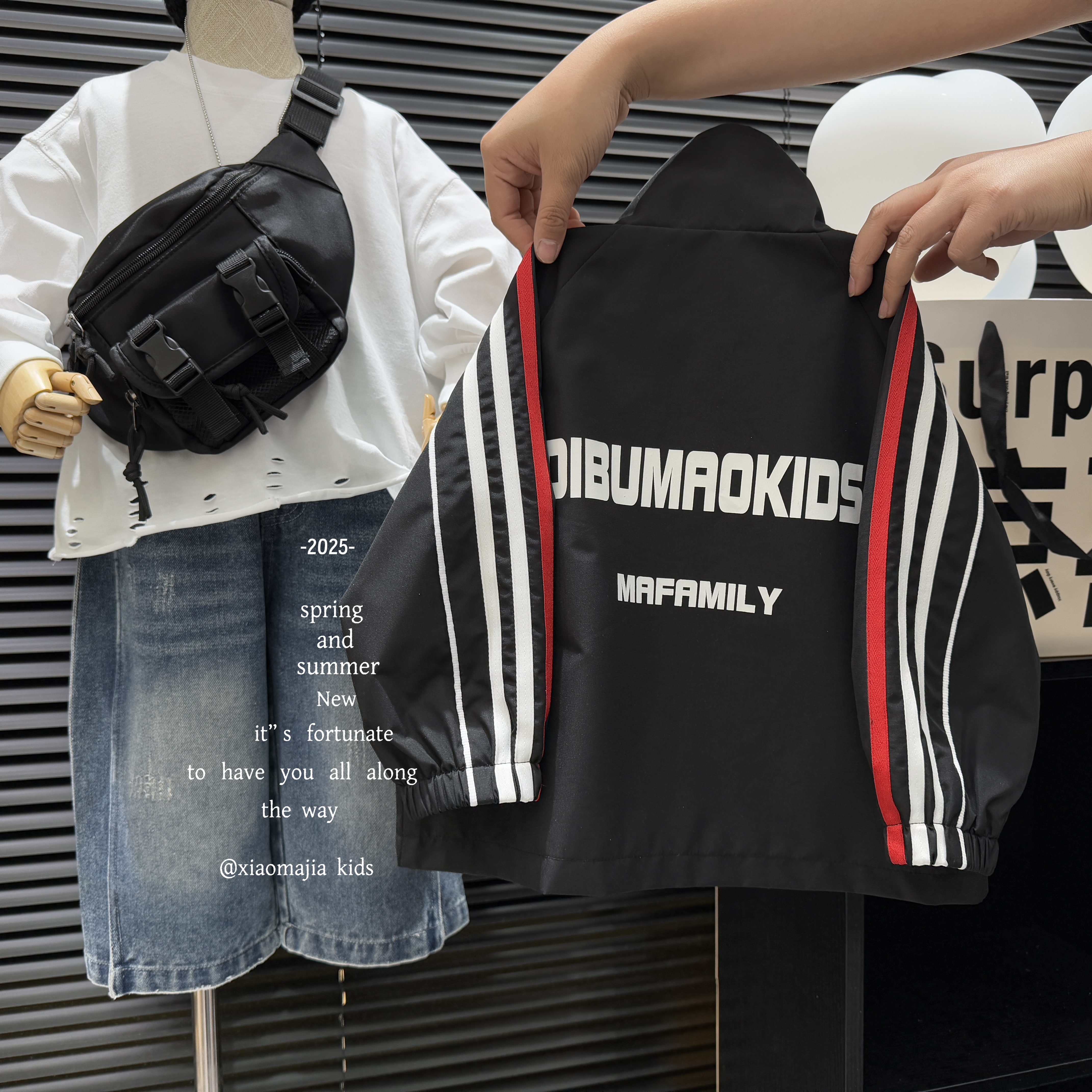 现货-儿童春季新款运动外套D-5117韩版冲锋衣外套休闲男女同款