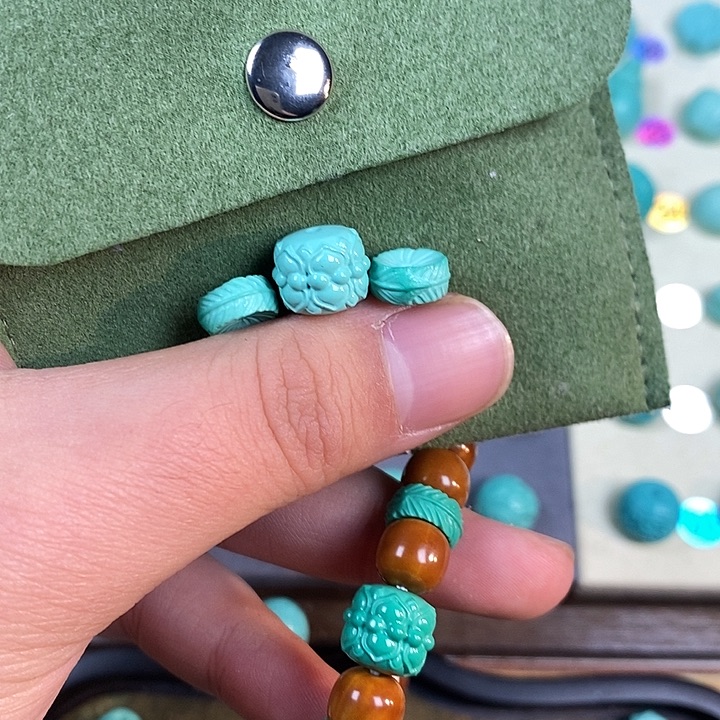 秦古矿口湖北矿卡11散珠配饰 并蒂莲羽毛扣