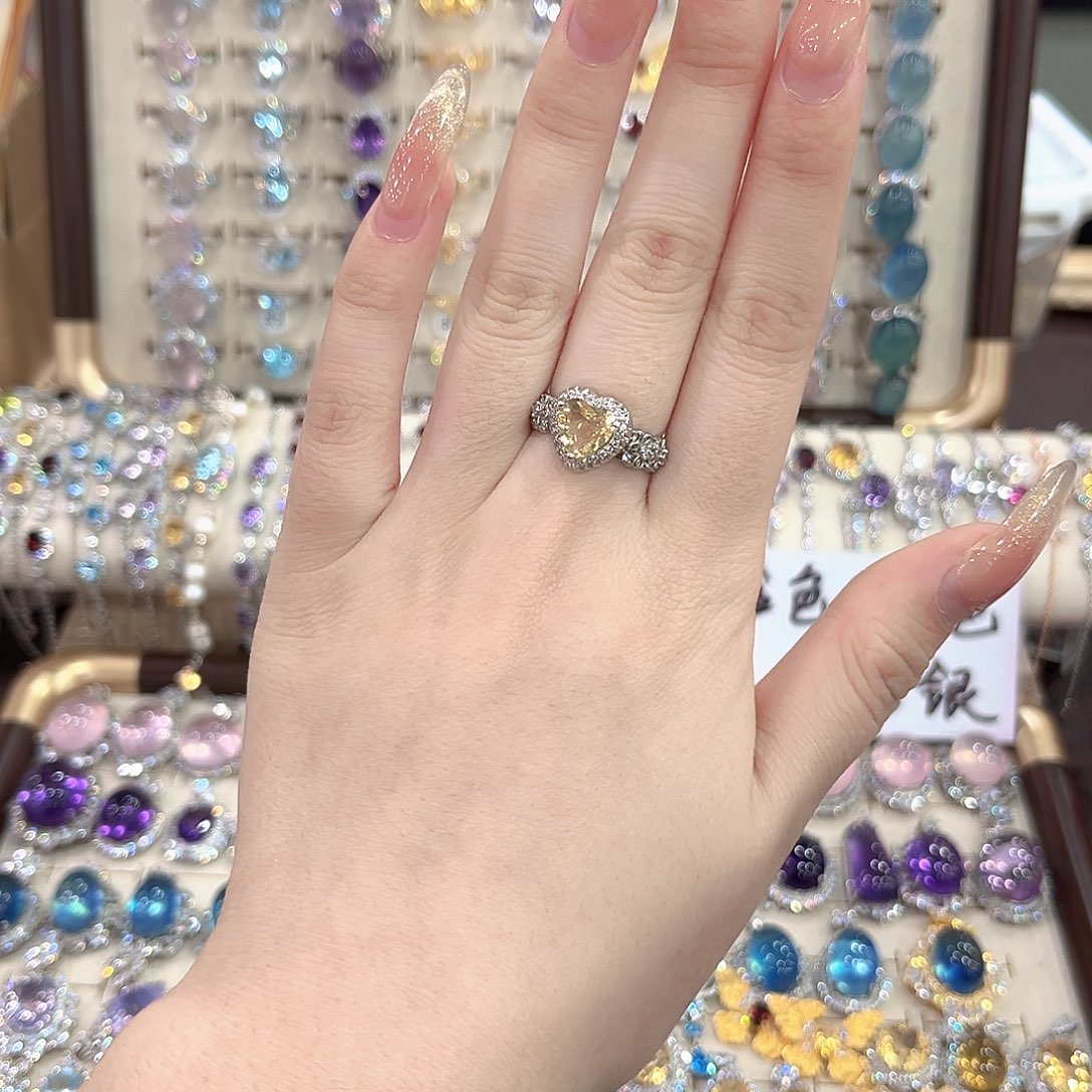 戒圈海蓝宝石银S925镶嵌