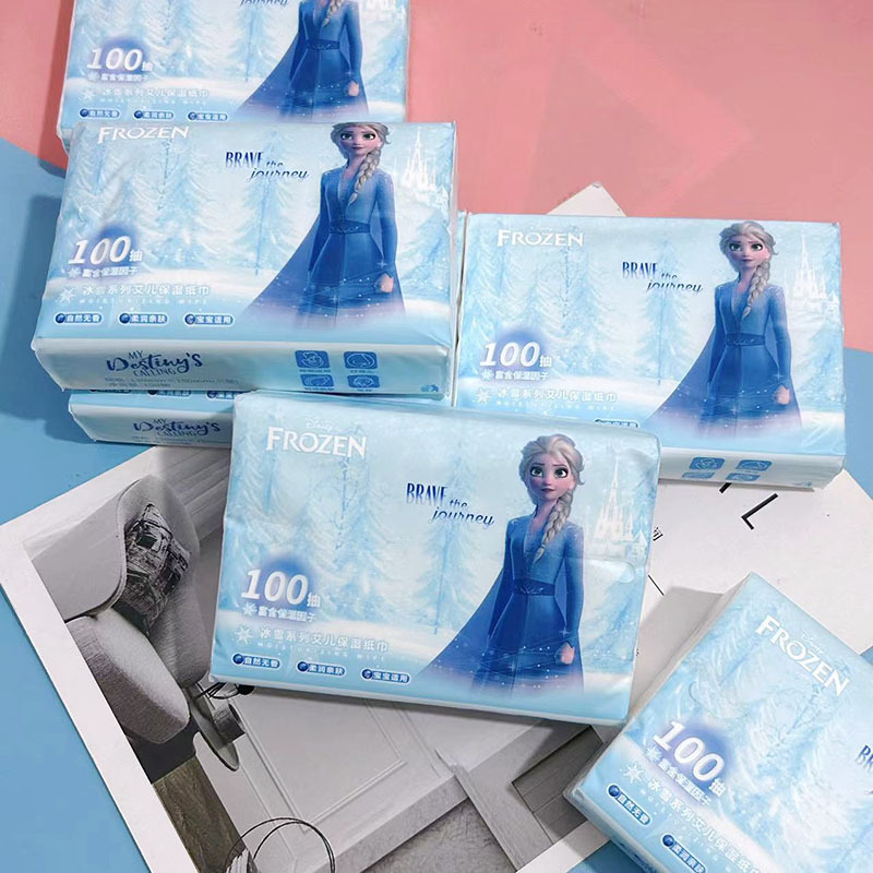 艾莎公主抽纸儿童保湿乳霜云柔纸100抽家用面巾纸卫生纸餐巾纸