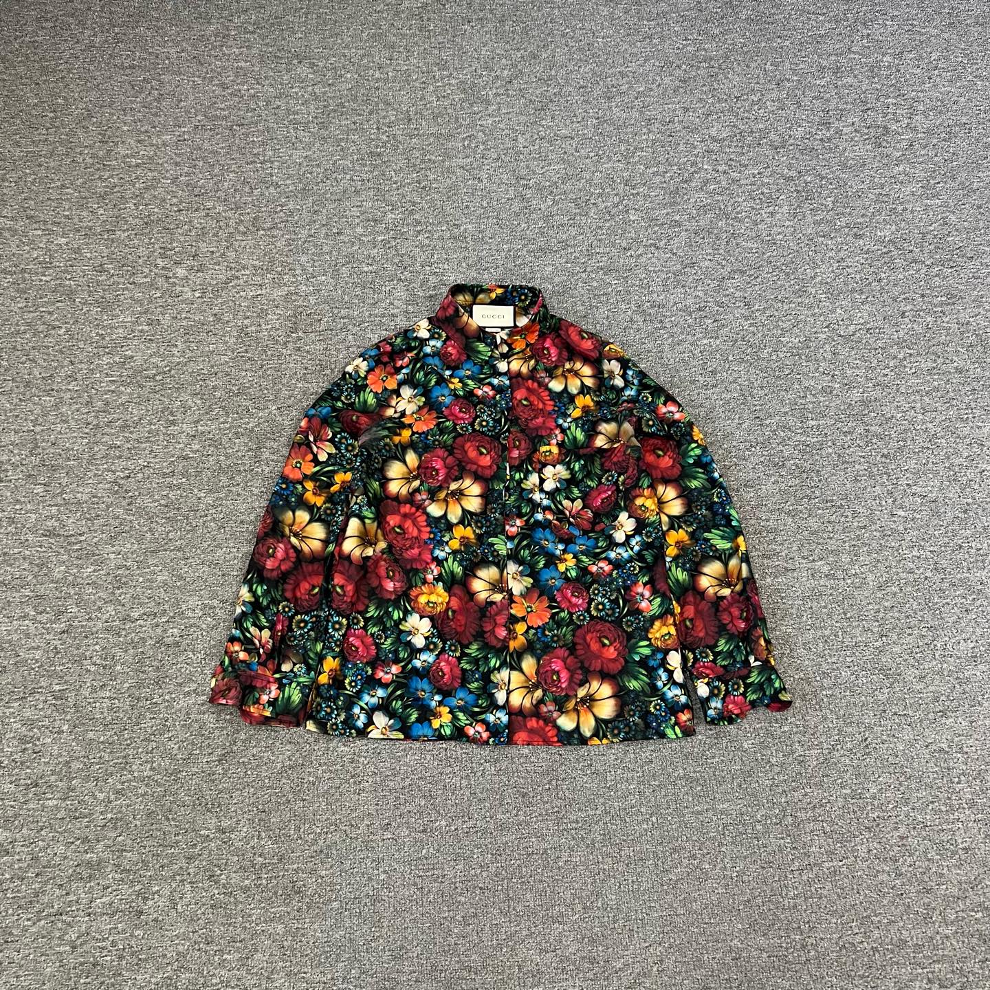 99新 GUCCI/古驰 Gucci花卉衬衫40码