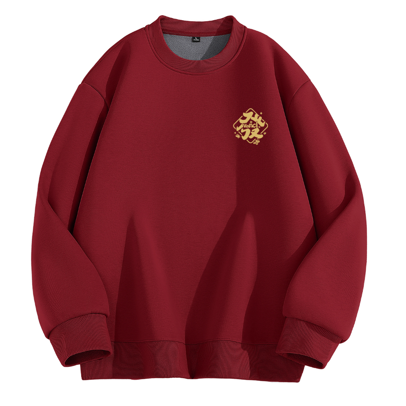 凡客新春款酒红印花卫衣