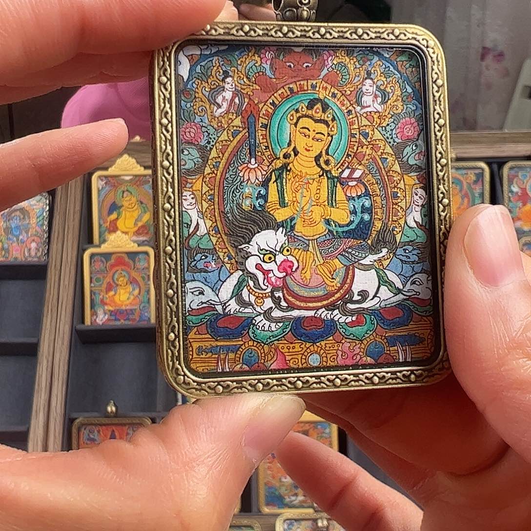 吊坠T***?文殊手绘唐卡