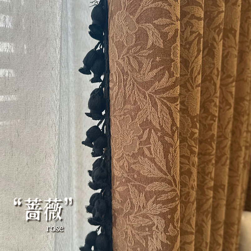 蔷薇 新款雪尼尔窗帘遮光加厚卧室高级感客厅奶油色氛围感法式