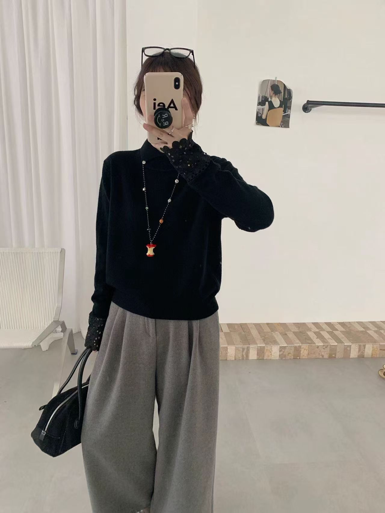 【静谧时光】秋冬气质显瘦袖口拼接针织柔软针织衫