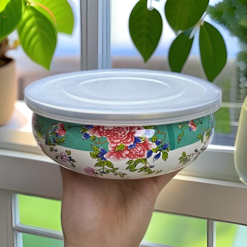 【20cm如意盆】搪瓷金边如意盆拌馅汤盆火锅和面盆搪瓷盆