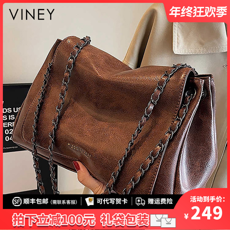 Viney包包女复古百搭托特包高级链条斜挎包生日圣诞礼物送女生