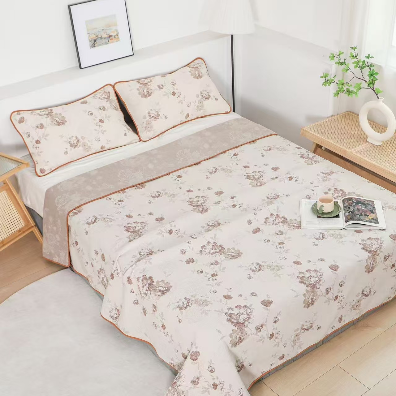 M【迪蔓莎】220*240cm轻奢高端定制棉麻加大床盖