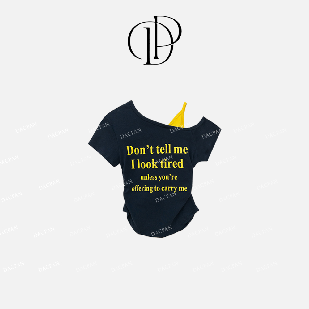 DACPAN-“假面具”假两件拼接左 露肩上衣垫肩可拆2025/盼·PP 60210