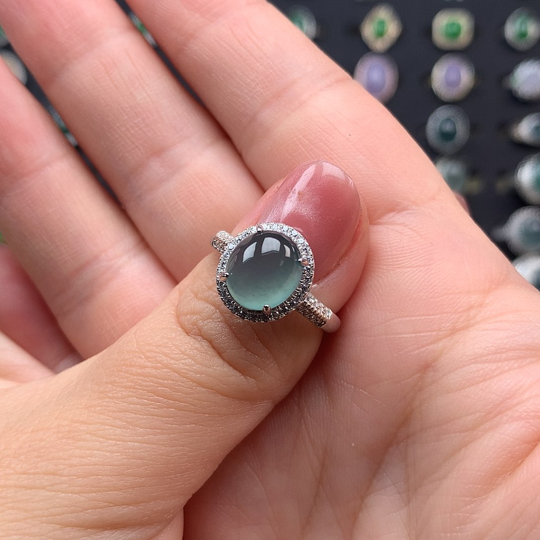 翡翠戒指银S925镶嵌乌****馆戒指925