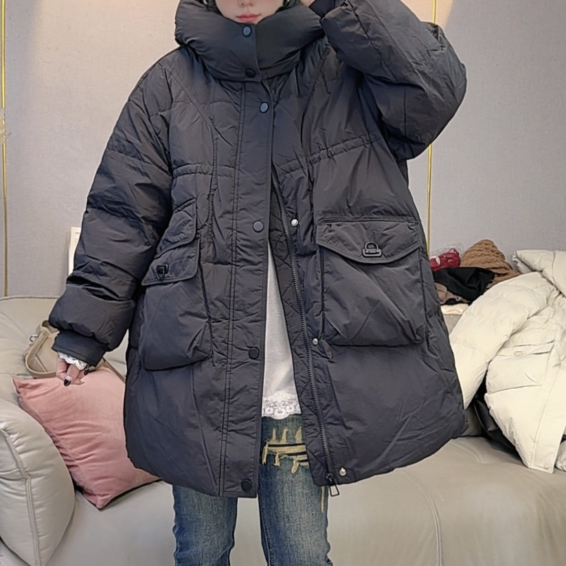 时尚潮流休闲百搭连帽大口袋新款羽绒服327