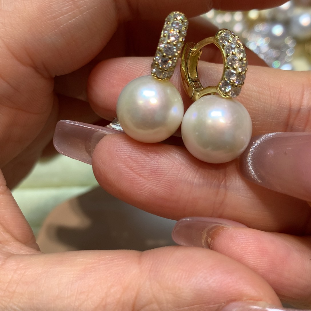 淡水珍珠耳饰银S925镶嵌