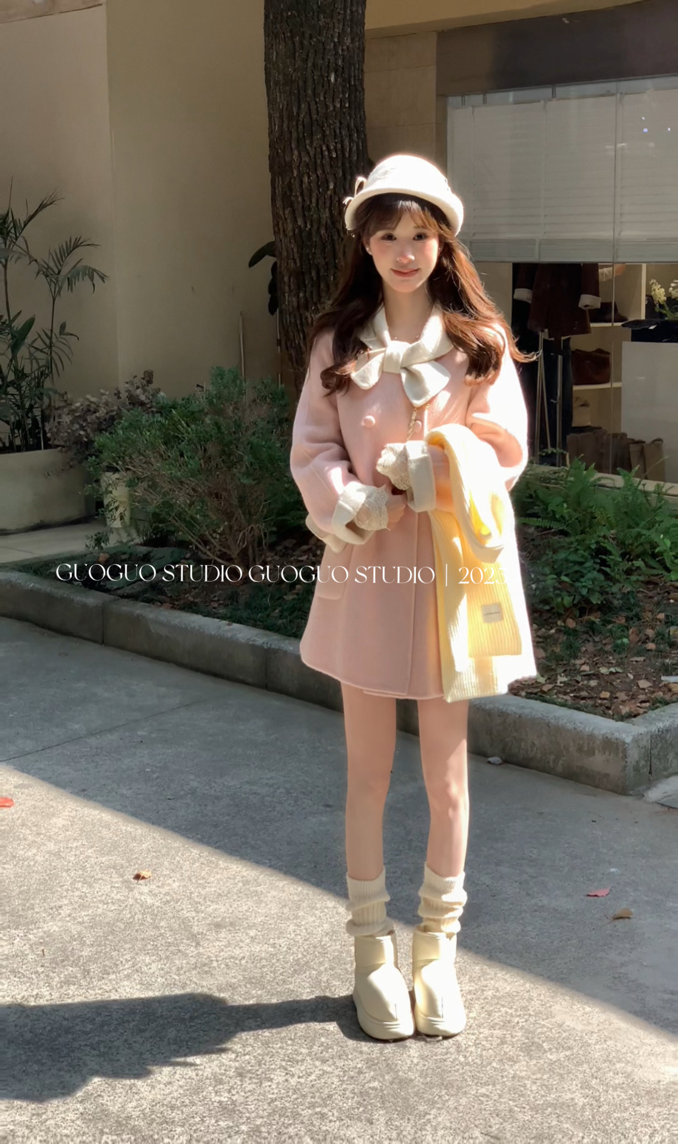 【初雪】双面羊毛外套秋冬高级中长款大衣女显瘦宽松甜美