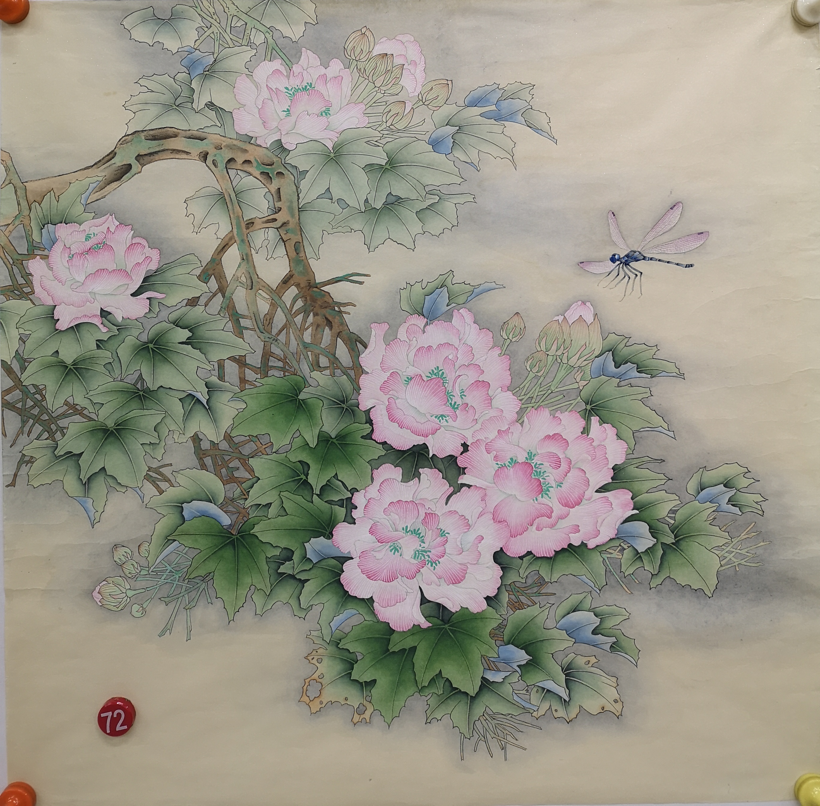 精品工笔四尺斗方尺寸68厘米×68厘米家庭装饰画