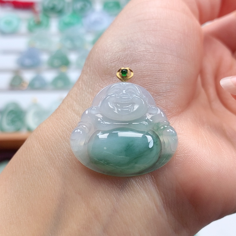 【闪购商品】翡翠吊坠(赠链)18K金镶嵌