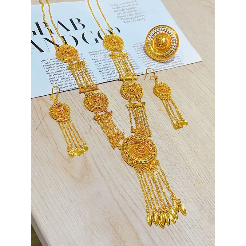 铜项链 铜合金套装百搭项链气质耳钉小众150