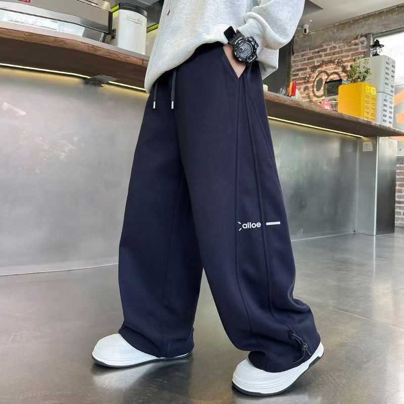 男童直筒裤子秋冬款2025新款儿童冬季运动裤宽松潮酷痞帅儿童裤子