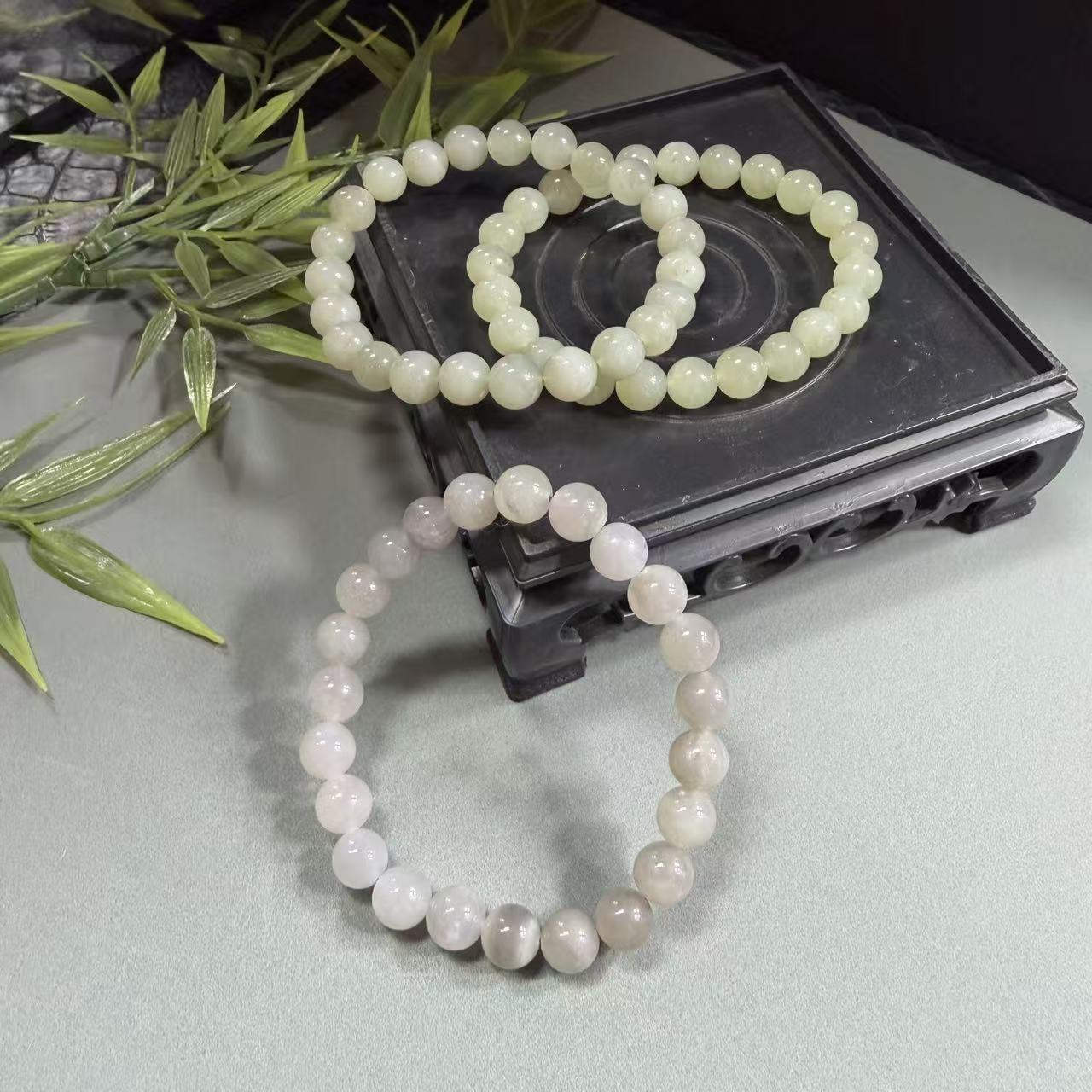 老四一店精选 和田玉圆珠手串 多样性发其一