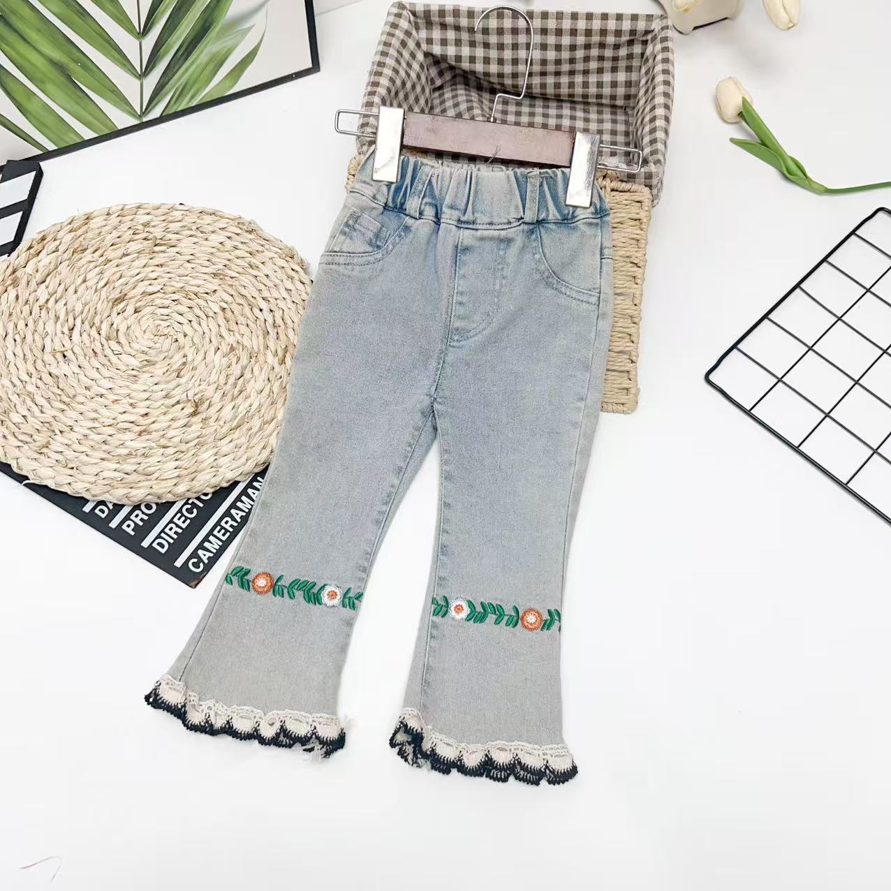 2000儿童牛仔裤花边