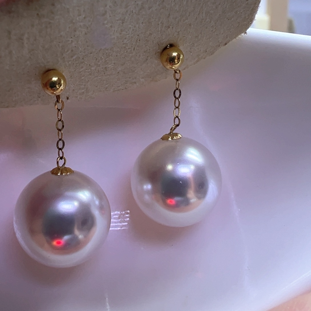 18K金镶嵌淡水珍珠耳饰