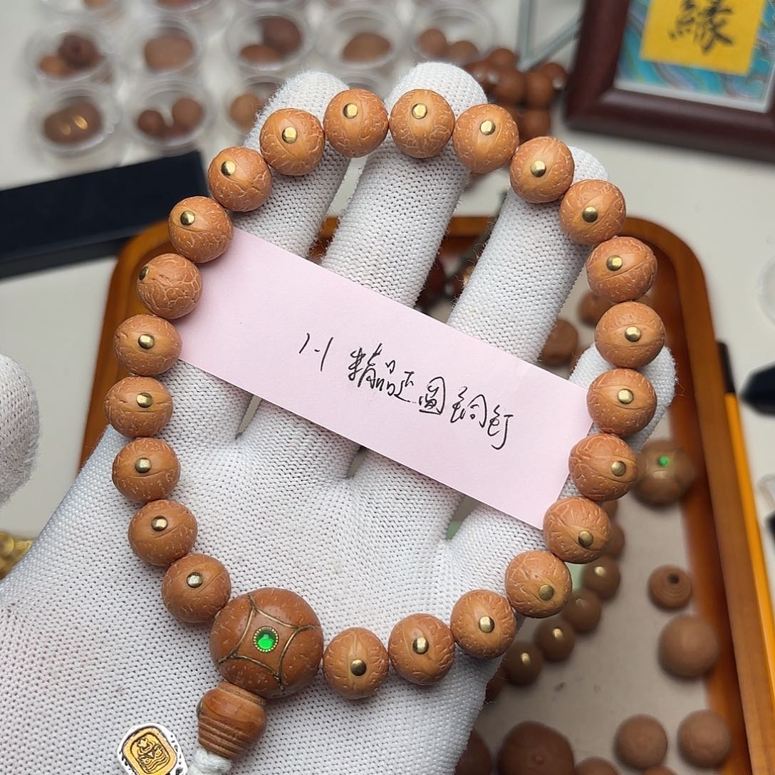 手串凤眼菩提精品单仓红皮正圆铜钉手串1.1福利