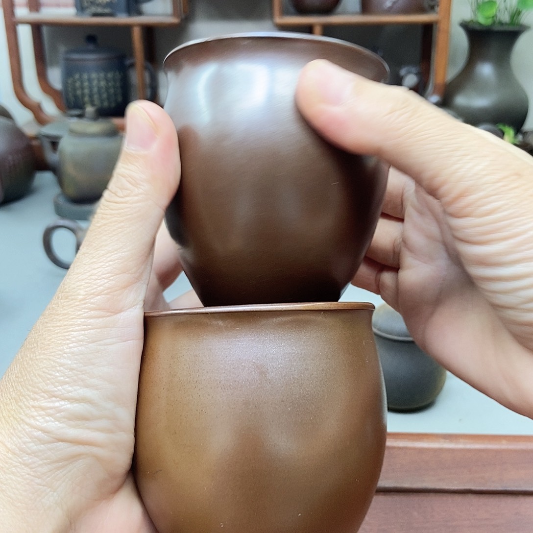 钦州坭兴陶柴烧茶杯徼瑕210ml