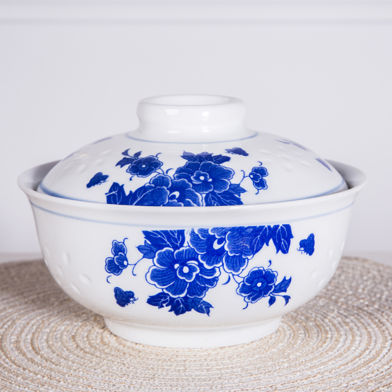 （单个）青花牡丹盖碗