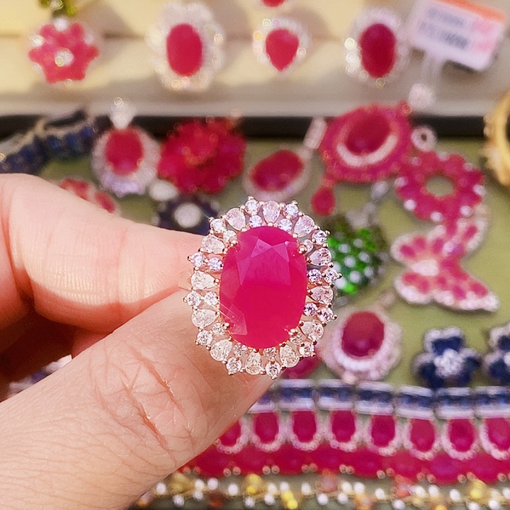 红宝石银S925镶嵌戒指