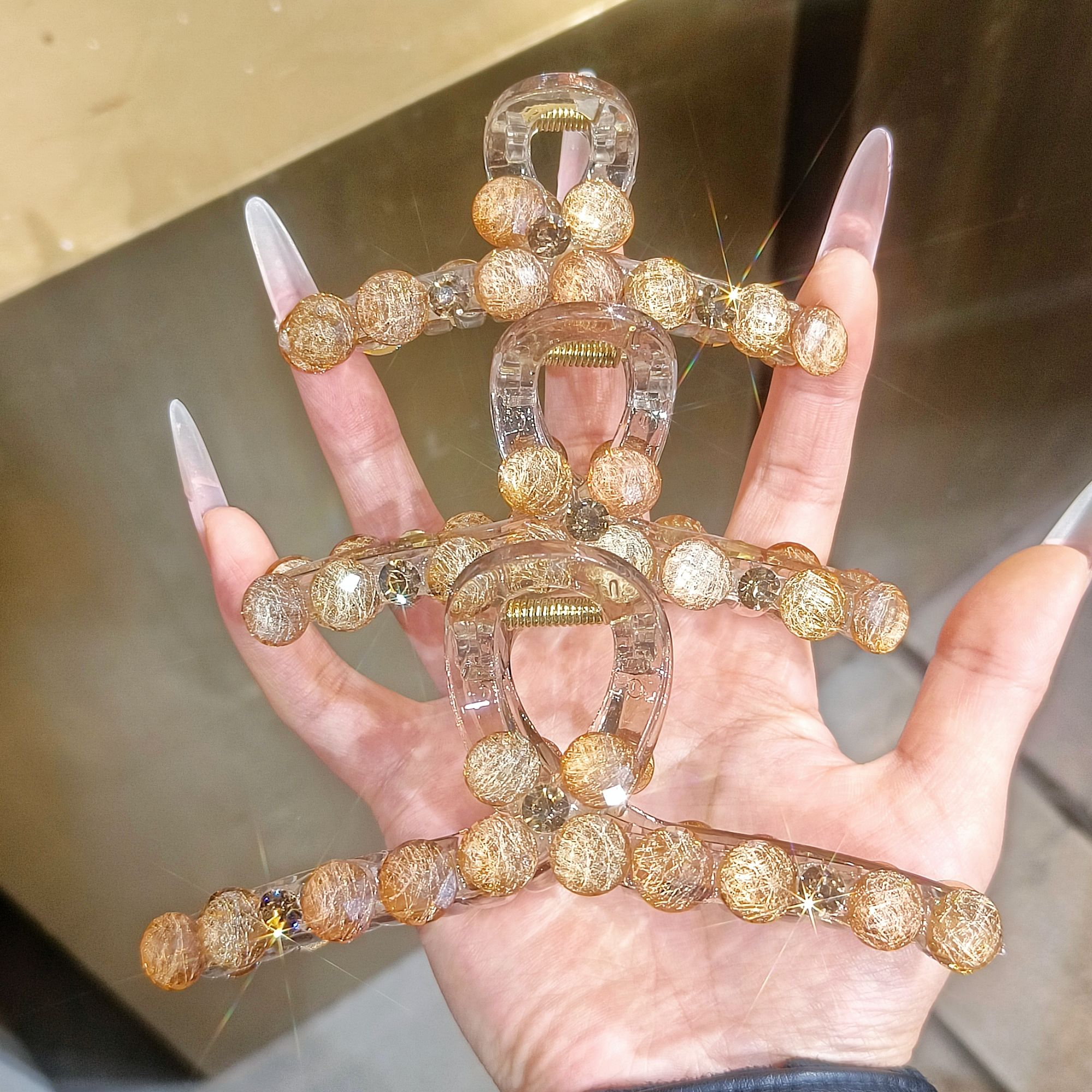 c1171琉璃拉丝闪钻大抓夹时尚百搭后脑勺盘发