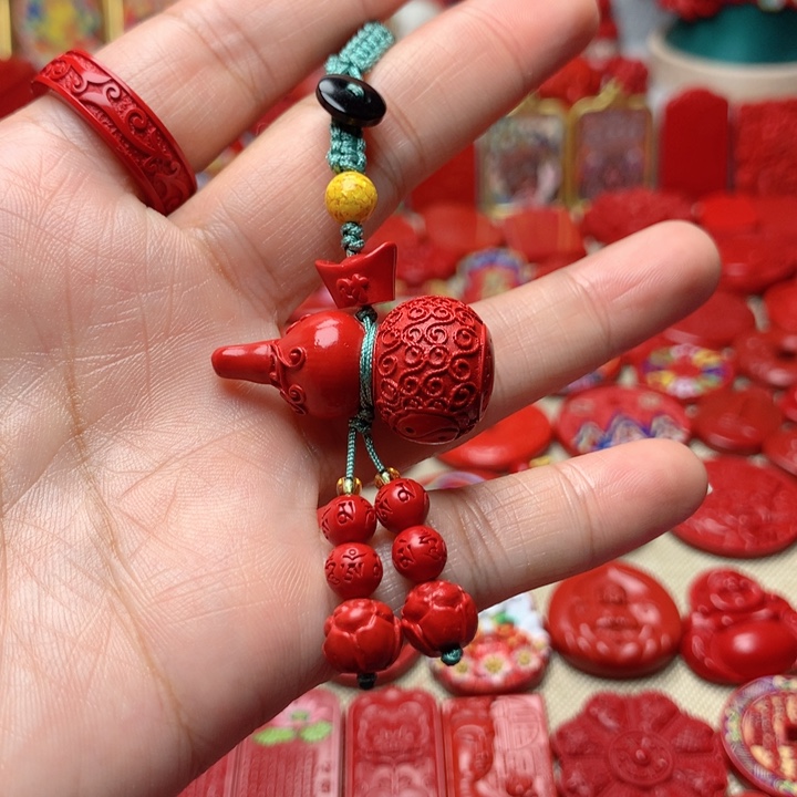天然辰砂工艺品朱砂钥匙扣