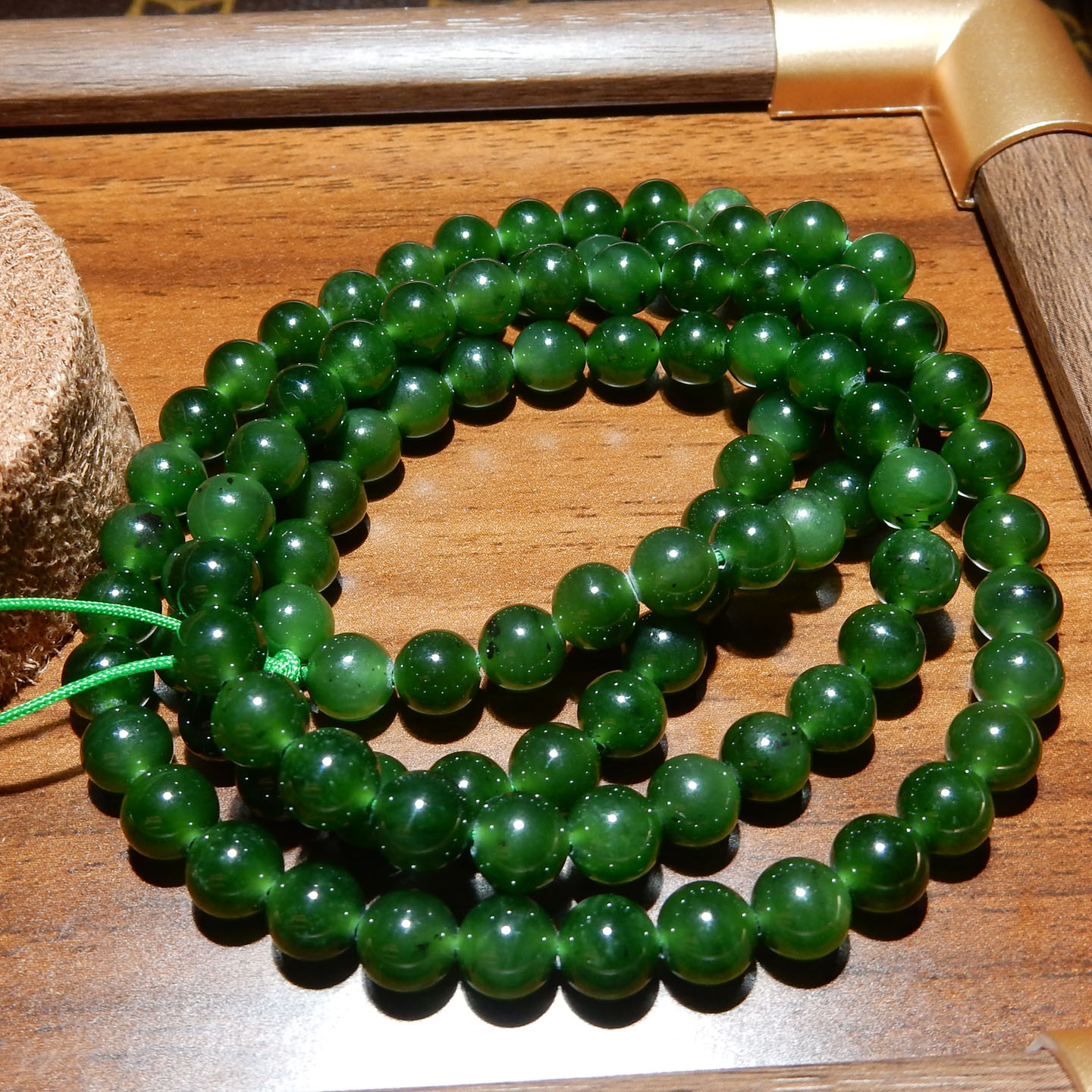 和田玉【俄料阳绿碧玉项链】6mm 圆珠款 多样性发货拍一发一