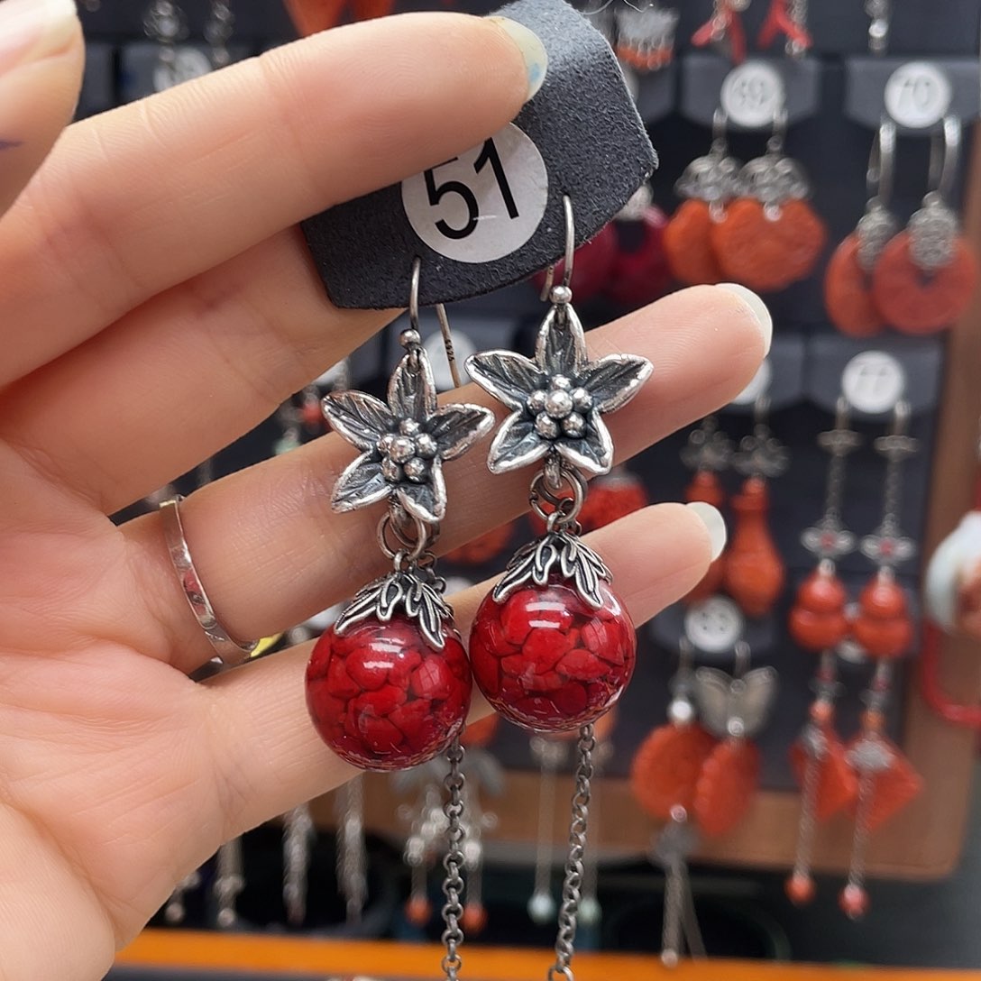 玛瑙/玉髓耳钉银S925镶嵌兰*048gjjhhhh