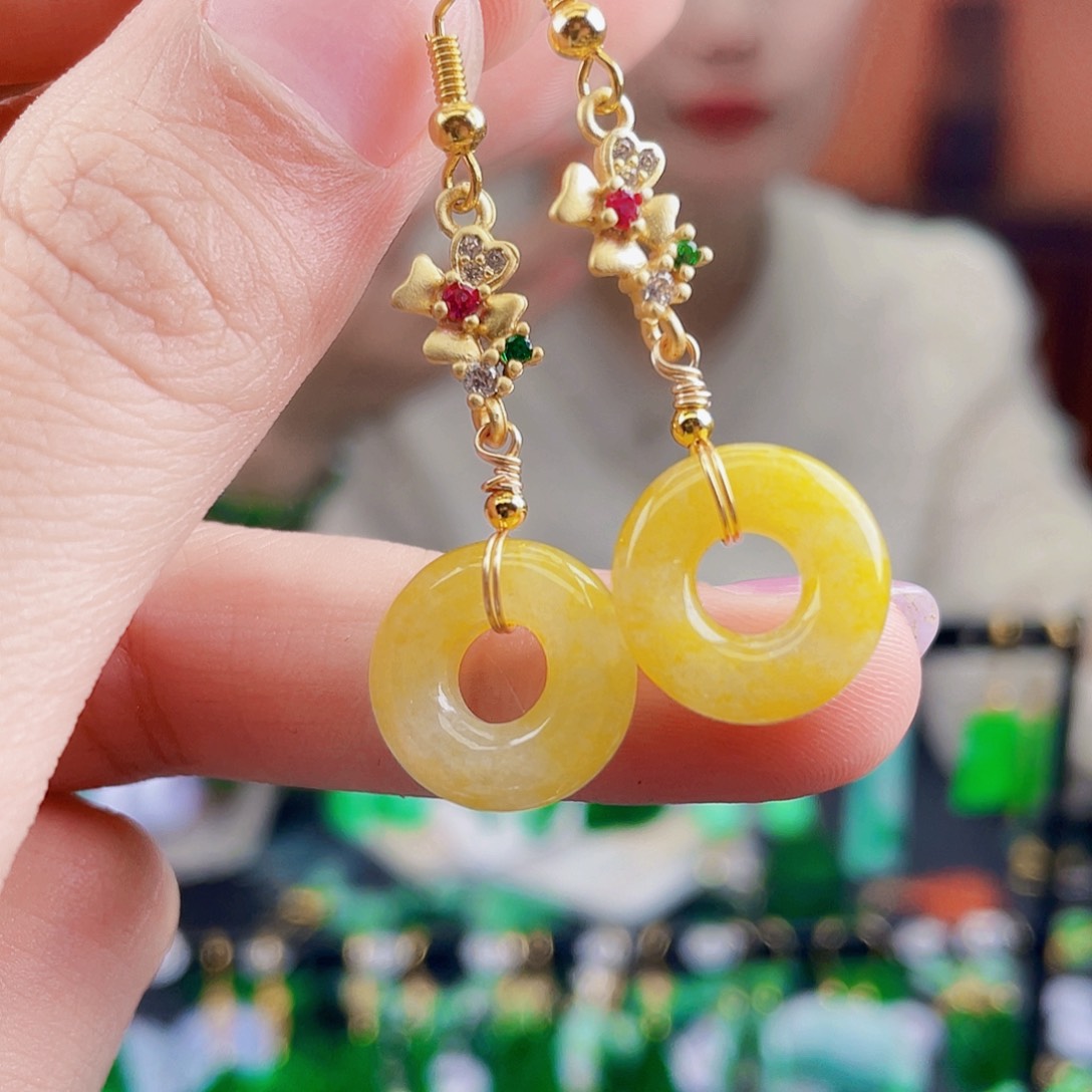 翡翠未镶嵌耳饰饰品