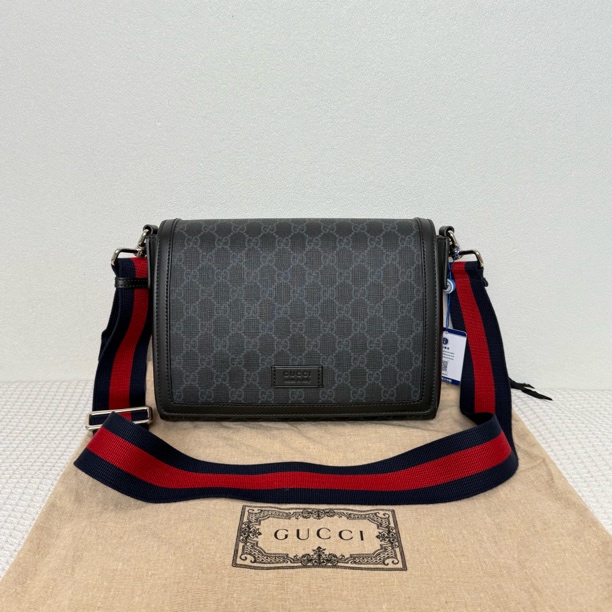 99新 GUCCI/古驰 6360/闲置品新款经典黑老花小号邮差包