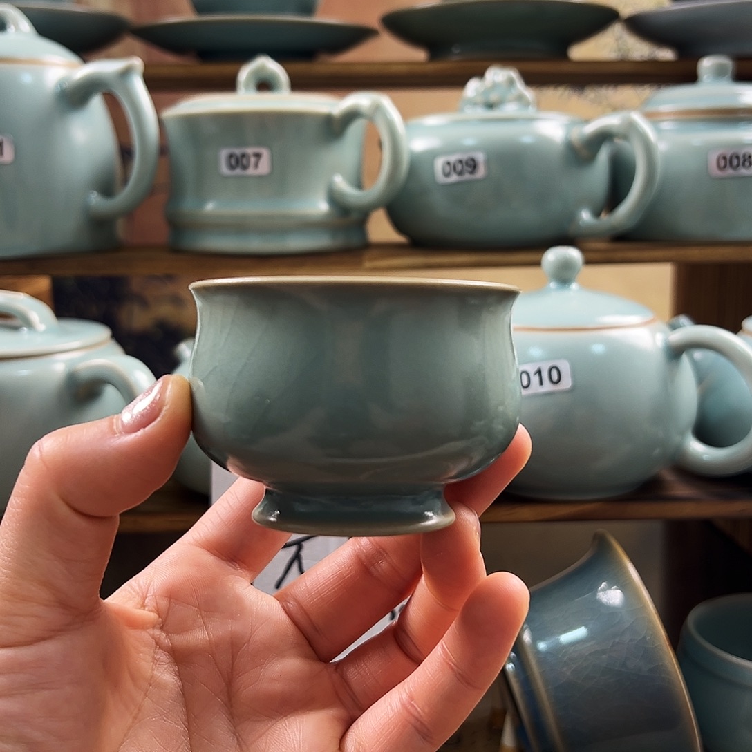 仿古青绿釉水玉兰杯福利