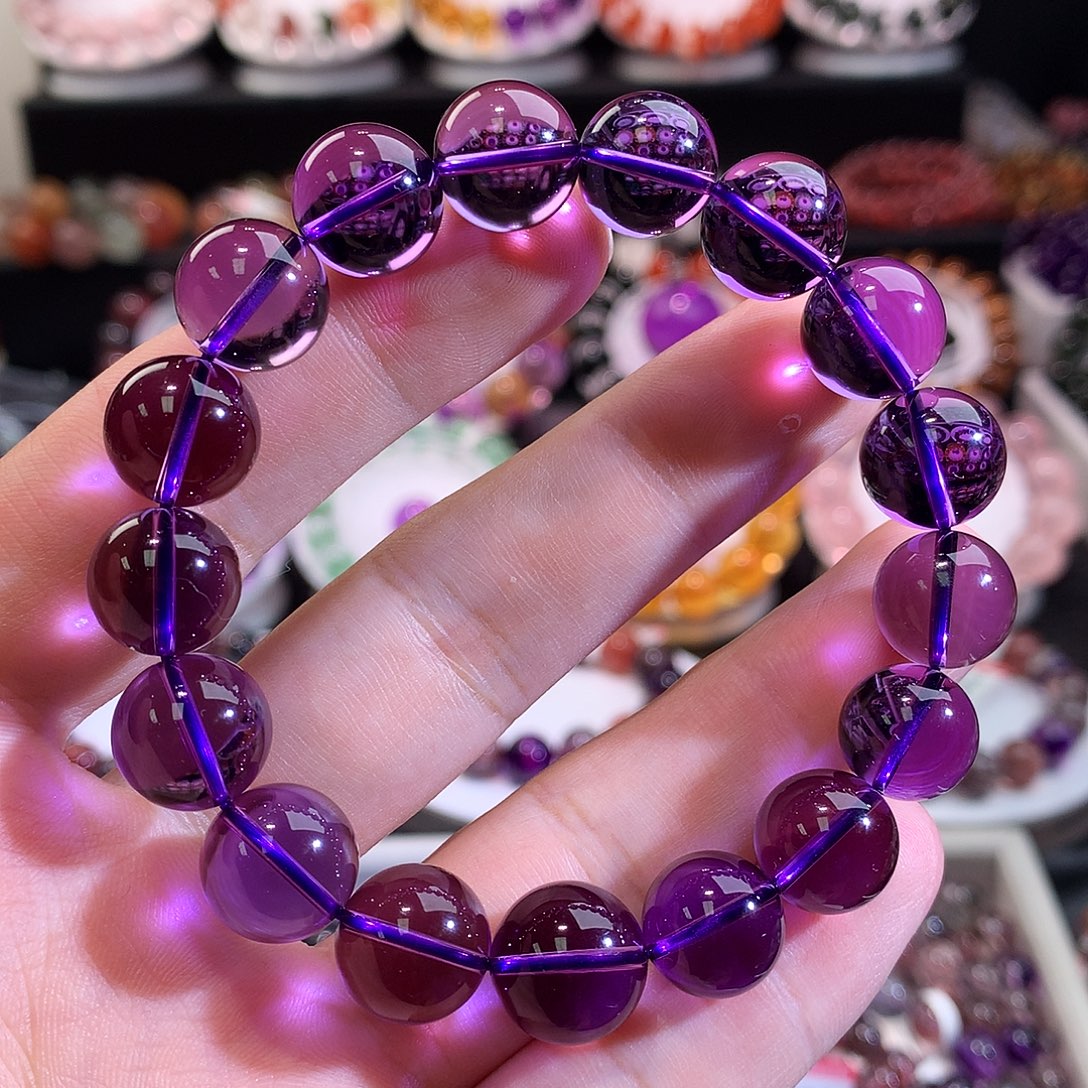 未镶嵌水晶手链巴西紫水晶11.5+