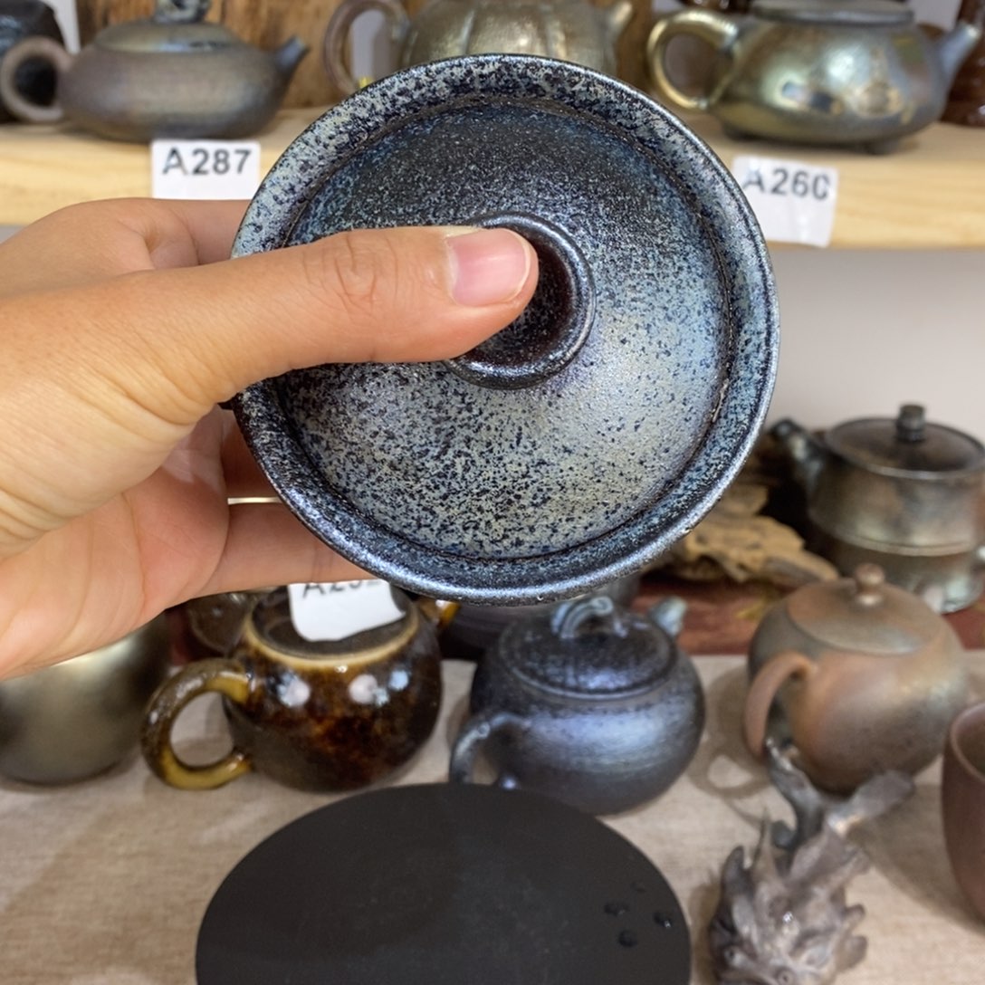 建水紫陶柴烧盖碗
