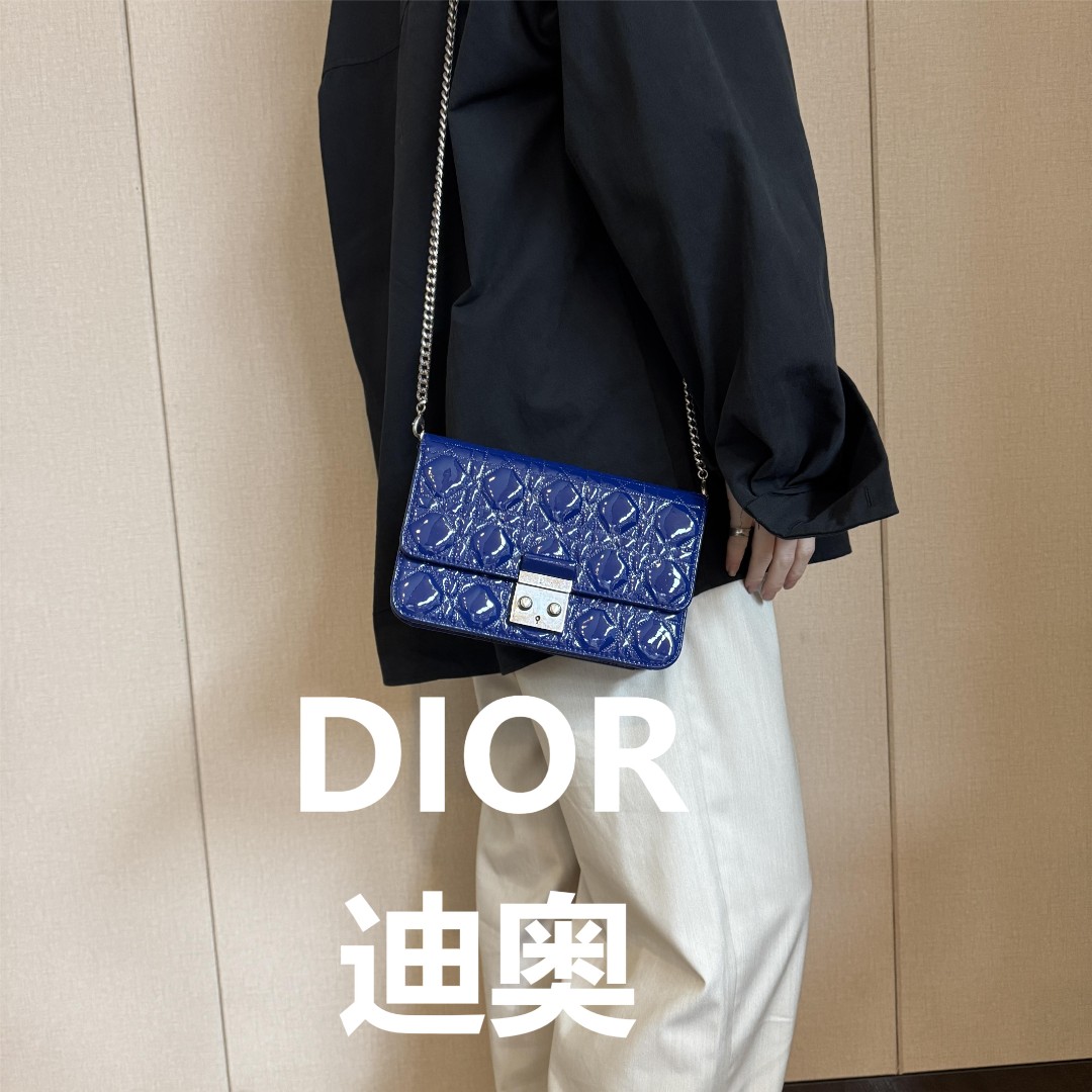 95新 DIOR/迪奥 漆皮深蓝单肩斜挎包/甜甜精选/55255