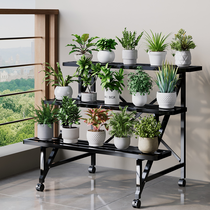 阳台阶梯式花架子多层置物架室内外落地客厅带轮架子绿植花盆架