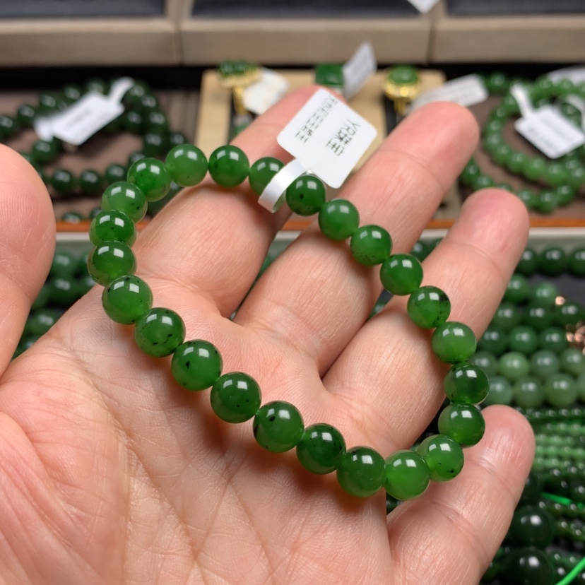 【闪购商品】和田玉（碧玉）手串未镶嵌8mm放漏