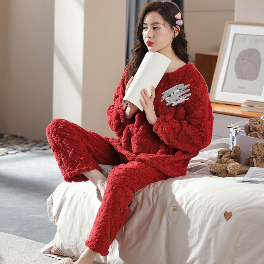 【清仓】珊瑚绒睡衣女士冬季加绒加厚卡通法兰绒秋冬款家居服套装女